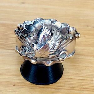 $84 Running Bear Navajo Estate Ring Sterling Silver Size 11 & 1/4 Marked RB